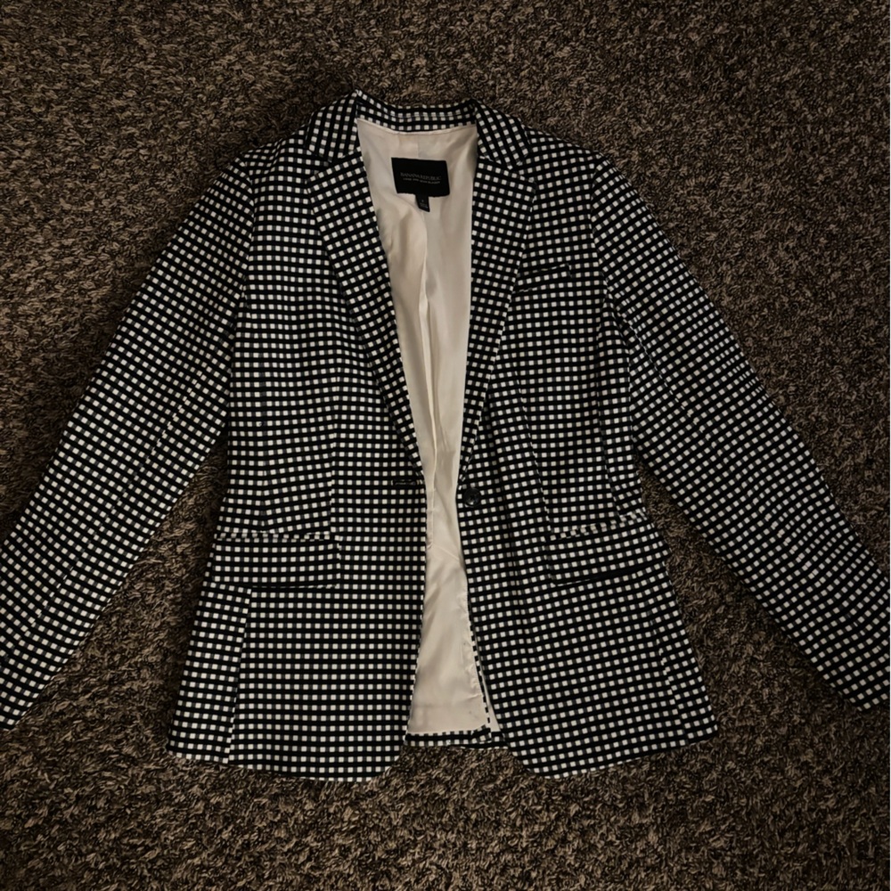 Banana Republic Black and White Checkered Blazer